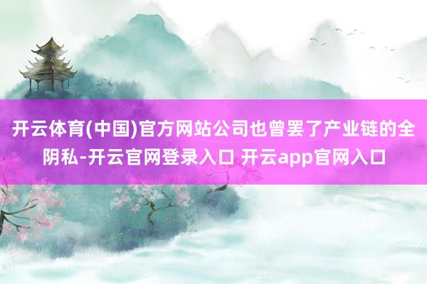 开云体育(中国)官方网站公司也曾罢了产业链的全阴私-开云官网登录入口 开云app官网入口